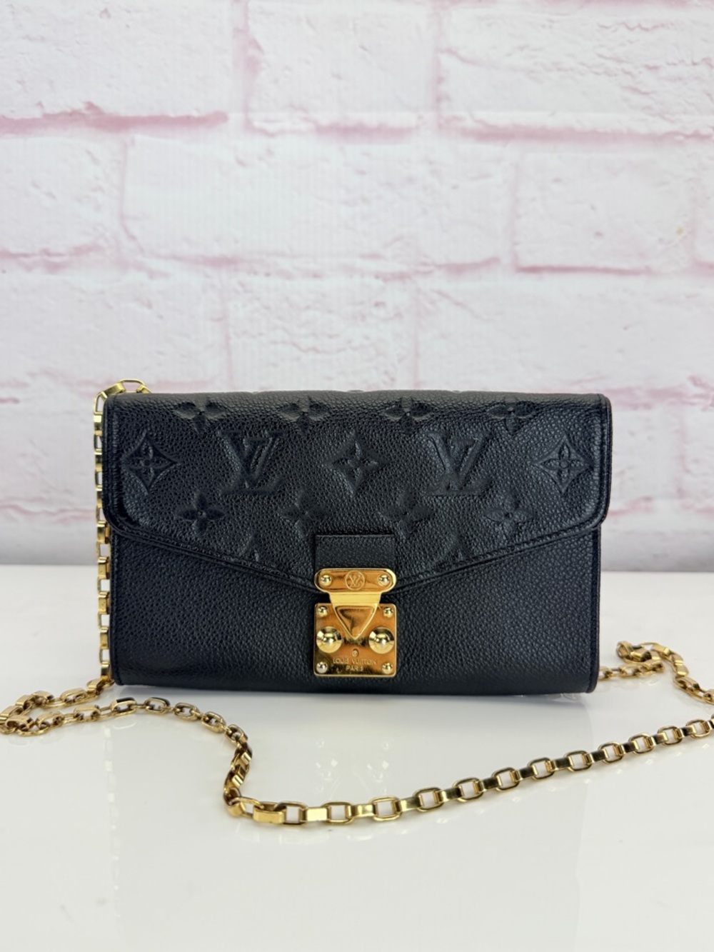 Louis Vuitton Black Empreinte Pochette Saint Germain Chain Crossbody
